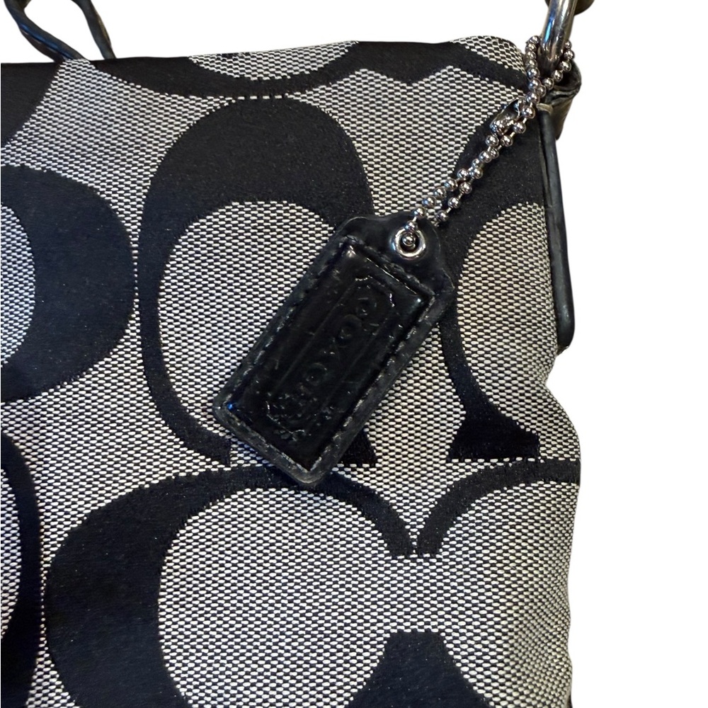 Coach Signature Stripe File Crossbody Zip Shoulder Bag in Black and Gray - Picture 3 of 16
